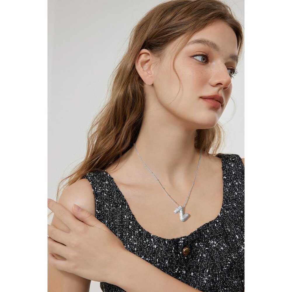 Sparkling Silver Initial Necklace - Hypoallergeni… - image 4